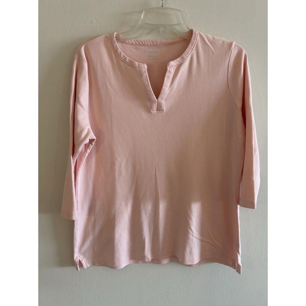 L.L.Bean Cotton Knit Tunic Top 3/4 Sleeve Pink Women’s Size M Regular